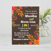 Rustieke Bloemen Huwelijksuitnodiging met Houten Kaart (Staand voorkant)