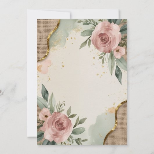 Rustieke Bloemen Huwelijksuitnodiging Suite Dusty Kaart (Achterkant)