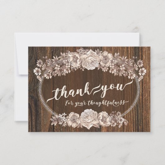 Rustieke Bloemen in Waterverf Bedankkaart (Voorkant)