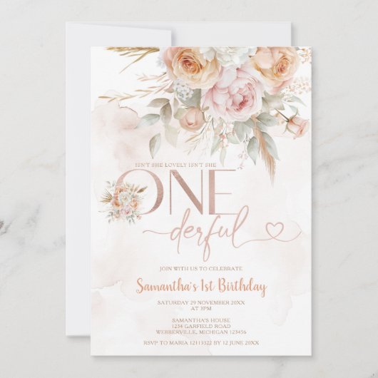 Rustieke bloemen is ze niet mooi 1e verjaardag kaart (Voorkant)