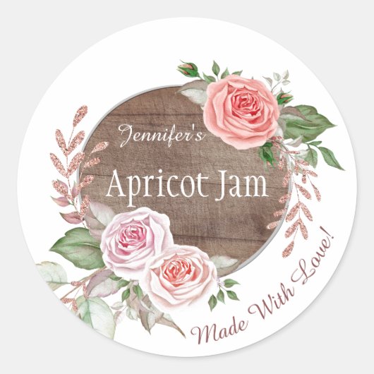 Rustieke Bloemen Jelly Jam Custom Jar Bakken Bakke Ronde Sticker (Voorkant)