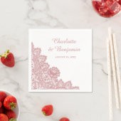 Rustieke Bloemen Kant Blush Roze Bruiloft Servet (Insitu)