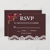 Rustieke Bloemen Kant Bruiloft RSVP (Voorkant / Achterkant)