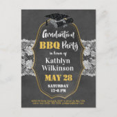 Rustieke Bloemen Kant Foto Afstuderen BBQ Uitnodiging Briefkaart (Voorkant)