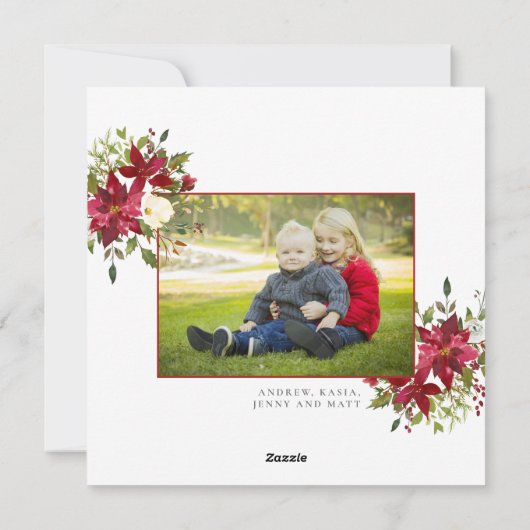 Rustieke Bloemen Kerst Typografie Foto Feestdagenkaart (Achterkant)