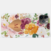 Rustieke bloemen kleurrijke waterverf goud monogra Case-Mate iPhone case (Achterkant (horizontaal))