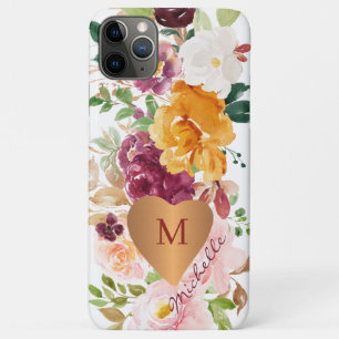 Rustieke bloemen kleurrijke waterverf goud monogra Case-Mate iPhone case