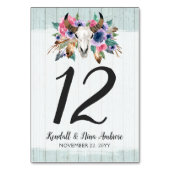 Rustieke Bloemen Koe Schedel Boho Bruiloft Tafel N Kaart (Achterkant)