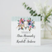 Rustieke Bloemen Koe Schedel Boho bruiloft uitnodi Kaart (Staand voorkant)