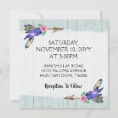 Rustieke Bloemen Koe Schedel Boho bruiloft uitnodi Kaart (Achterkant)