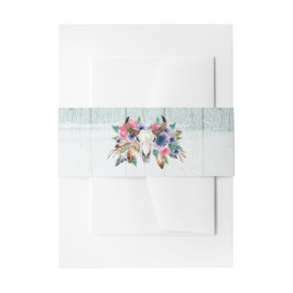 Rustieke Bloemen Koe Schedel Boho bruiloft uitnodi Uitnodigingen Wikkel