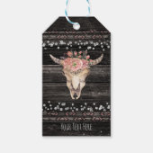 Rustieke Bloemen Koe Schedel Boho Chic Custom Part Cadeaulabel (Voorkant)