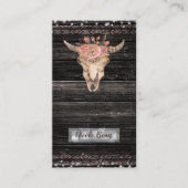 Rustieke Bloemen Koe Schedel Boho Chic Glam Custom Visitekaartje (Voorkant)