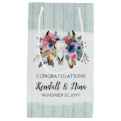 Rustieke Bloemen Koe Schedel Boho Waterverf Bruilo Klein Cadeauzakje (Voorkant)