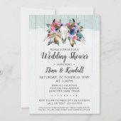 Rustieke Bloemen Koe Schedel Bruiloft Douche Invit Kaart (Voorkant)