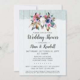 Rustieke Bloemen Koe Schedel Bruiloft Douche Invit Kaart