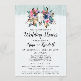 Rustieke Bloemen Koe Schedel Bruiloft Douche Invit Kaart