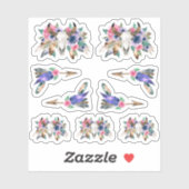 Rustieke Bloemen Koe Schedel Waterverf Boho Arrows Sticker (Vel)