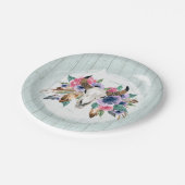 Rustieke Bloemen Koe Schedel Waterverf Boho Bruilo Papieren Bordje (Gekanteld)