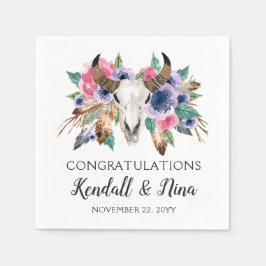 Rustieke Bloemen Koe Schedel Waterverf Boho Bruilo Servet