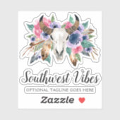Rustieke Bloemen Koe Schedel Waterverf Boho Chic L Sticker (Vel)