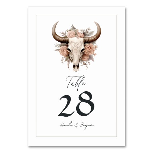 Rustieke Bloemen Koe Schedel Wedding Kaart (Achterkant)