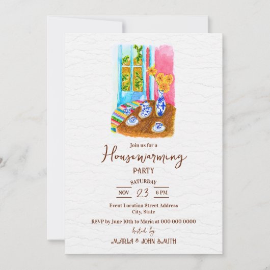 Rustieke Bloemen Koffie Instelling Housewarming Kaart (Voorkant)