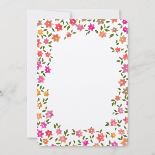 Rustieke Bloemen Krans Trouwdouche Kaart (Achterkant)