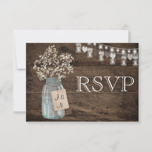 Rustieke Bloemen Land Schuur Bruiloft RSVP (Voorkant)