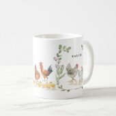 Rustieke Bloemen Leuke Kip Monogram Naam Mok (Voorkant rechts)