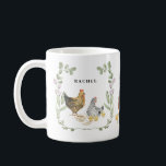 Rustieke Bloemen Leuke Kip Monogram Naam Mok<br><div class="desc">Rustieke Bloemen Leuke Kip Monogram Naam Mok</div>