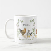 Rustieke Bloemen Leuke Kip Monogram Naam Mok (Links)