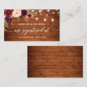 Rustieke Bloemen Lichten Kalligrafie Trouwregister Informatiekaartje (Voorkant / Achterkant)