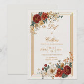 Rustieke Bloemen Lijst bruiloft Kaart (Voorkant / Achterkant)