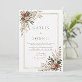 Rustieke Bloemen Lijst bruiloft Kaart (Staand voorkant)