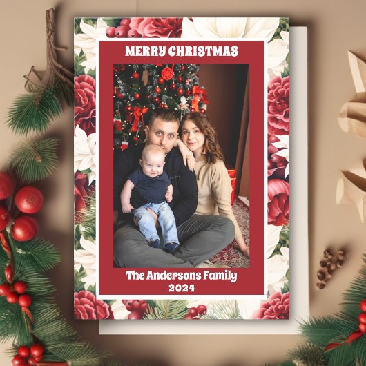 rustieke bloemen Lijst Vrolijk kerstfeest Feestdagenkaart