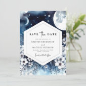 Rustieke Bloemen Maanverlichte bruiloft Save The Date (Staand voorkant)