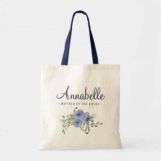 Rustieke Bloemen Marine Blauwe Moeder van de Bruid Tote Bag (Voorkant)