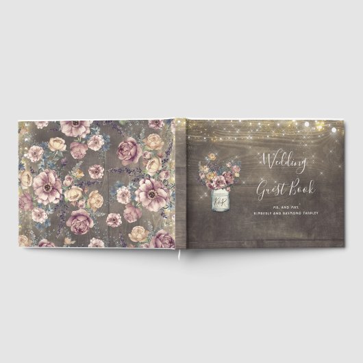 Rustieke Bloemen Mason Jar Barn Bruiloft Gastenboek (Volledig)