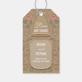 Rustieke Bloemen Mason Jar Bruiloft Cadeaulabel
