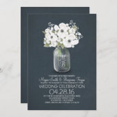 Rustieke Bloemen Mason Jar bruiloft uitnodiging (Voorkant / Achterkant)