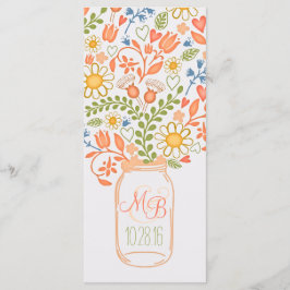Rustieke Bloemen Mason Jar Elegante Trouwprogramma Programmakaart