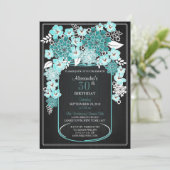 Rustieke Bloemen Mason Jar Krijtbord Verjaardag 4 Kaart (Staand voorkant)