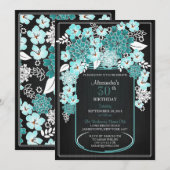 Rustieke Bloemen Mason Jar Krijtbord Verjaardag 4 Kaart (Voorkant / Achterkant)