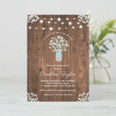 Rustieke Bloemen Mason Jar Lights Baby Boy Shower Kaart (Staand voorkant)
