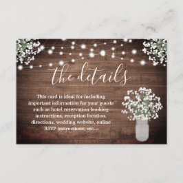 Rustieke Bloemen Mason Jar Lights Bruiloft Details Informatiekaartje