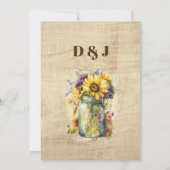 Rustieke Bloemen Mason Jar op hout bruiloft uitnod Kaart (Achterkant)