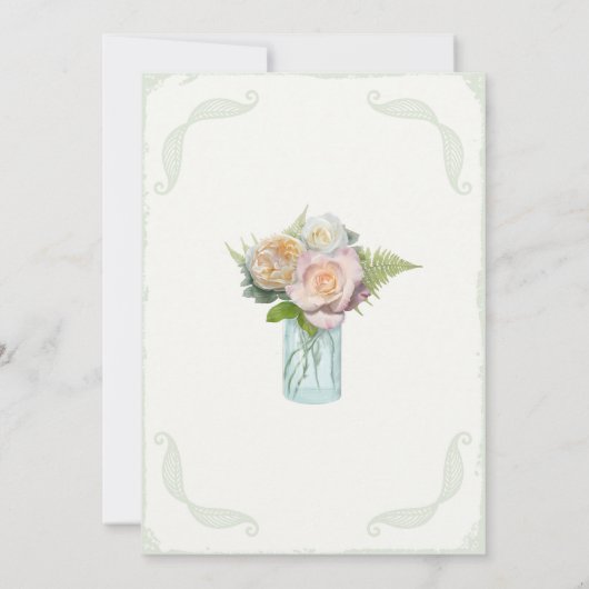 Rustieke Bloemen Mason Jar Rozen Script Typografie Kaart (Achterkant)