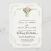 Rustieke Bloemen Mason Jar Rozen Script Typografie Kaart (Voorkant / Achterkant)