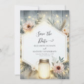 Rustieke Bloemen Mason Jar Wedding Save The Date (Voorkant)